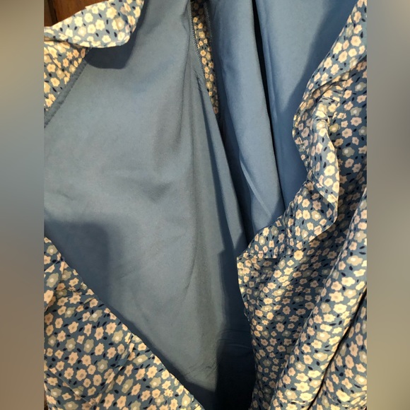 Madewell Silk Ruffle Mini Floral Dress Blue Size XS - Picture 10 of 10